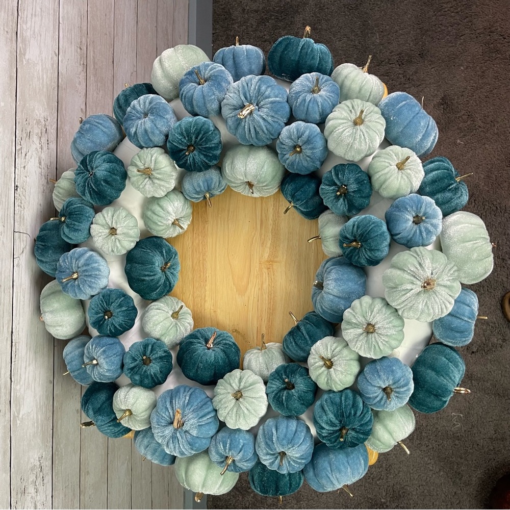 Velvet Pumpkin Holiday Wreath